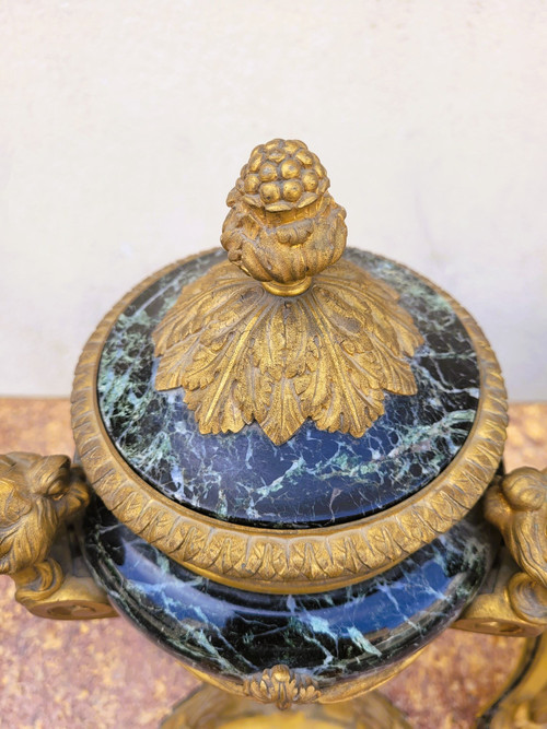 Coppia di cassette in marmo e bronzo, XIX secolo