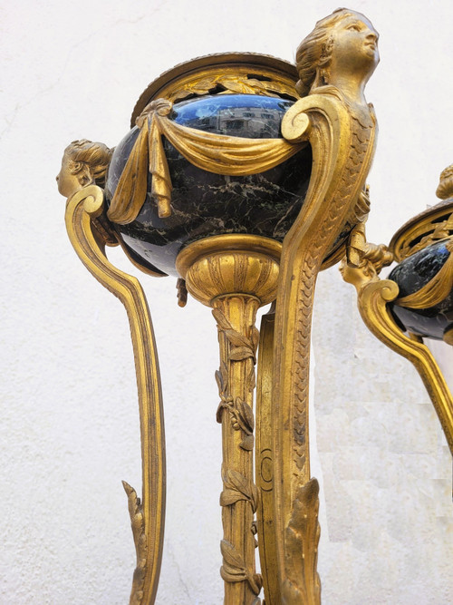 Coppia di cassette in marmo e bronzo, XIX secolo