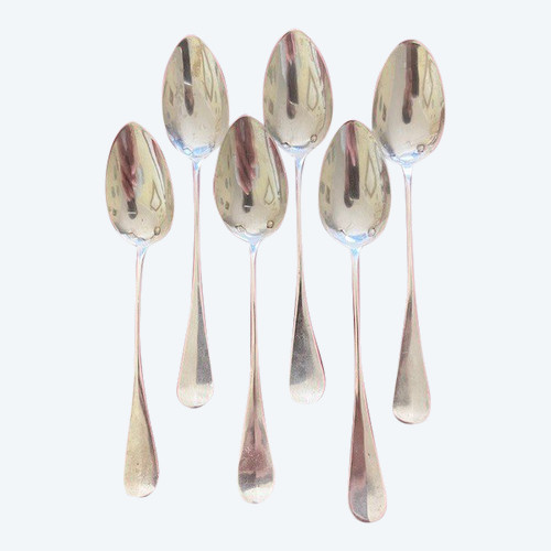 Jolie série de 6 petites cuillères à moka en argent massif de la Maison Massat Frères, (fin XIXème)