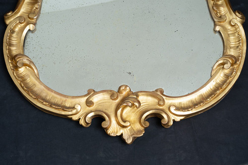 Miroir Ancienne Napolitain Louis Philippe En Bois Doré. Epoque 19ème Siècle.
