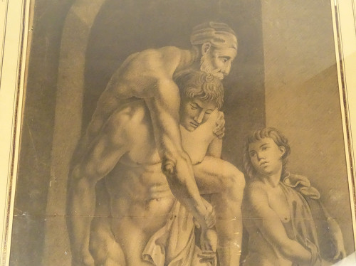 Dessin Mythologique d'Après Raphaël Enée Anchise Et Ascagne Signé 1820 XIXè