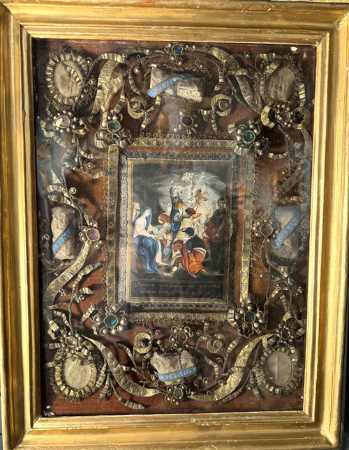 Important Reliquary With Four Relics And Agnus Dei - 18th century