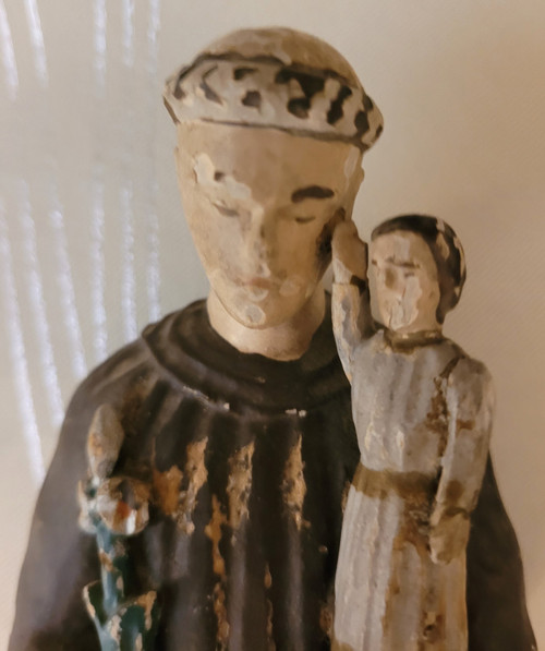 Sant'Antonio da Padova scultura in legno arte popolare fine XIX secolo