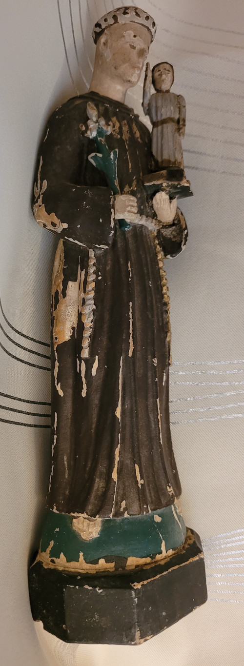 Sant'Antonio da Padova scultura in legno arte popolare fine XIX secolo