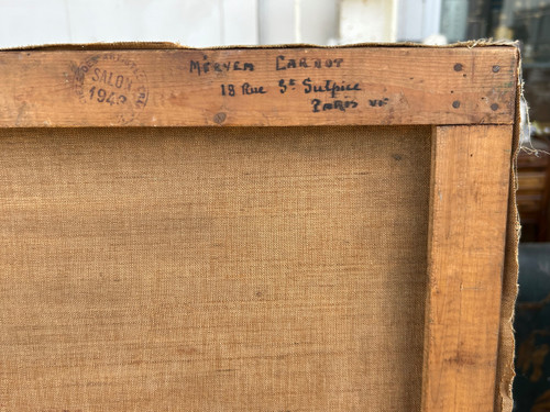 Mèryem Cardot XXéme Olio su tela - Scena d'interno - Donna che legge 1940 circa
