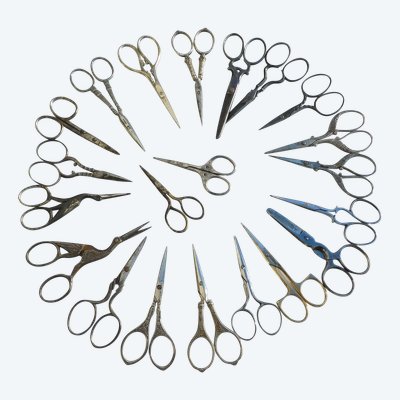 Lot de 21 paires de ciseaux ancien à broder couture broderie collection
