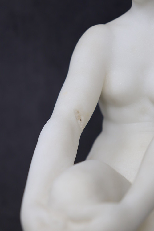 Sculpture Art Déco en Marbre Blanc, 1920s