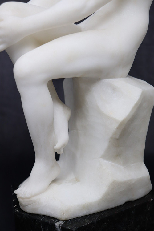 Sculpture Art Déco en Marbre Blanc, 1920s