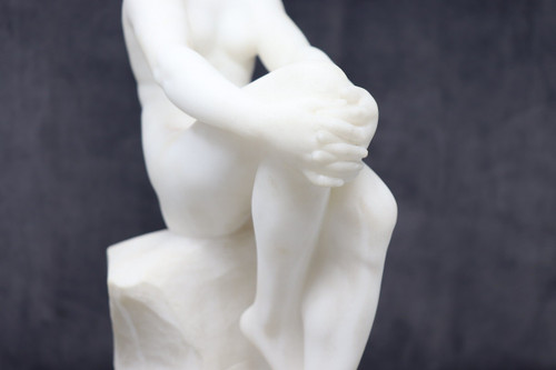 Sculpture Art Déco en Marbre Blanc, 1920s