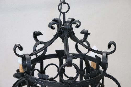 lampadario in ferro nero anni '40