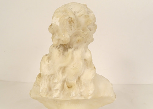 Scultura Busto in alabastro Cipriani Giovane donna elegante Art Nouveau XIX secolo