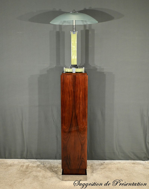 Lampada in onice e cromo, Art Déco - 1930