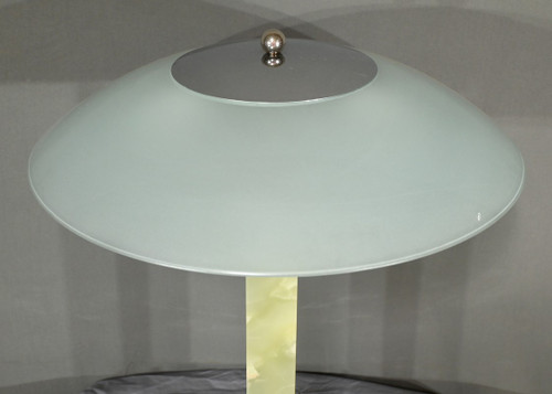 Lampada in onice e cromo, Art Déco - 1930