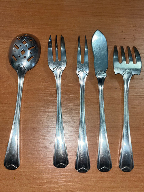 Christofle Chevron Art Deco hors d'oeuvres set