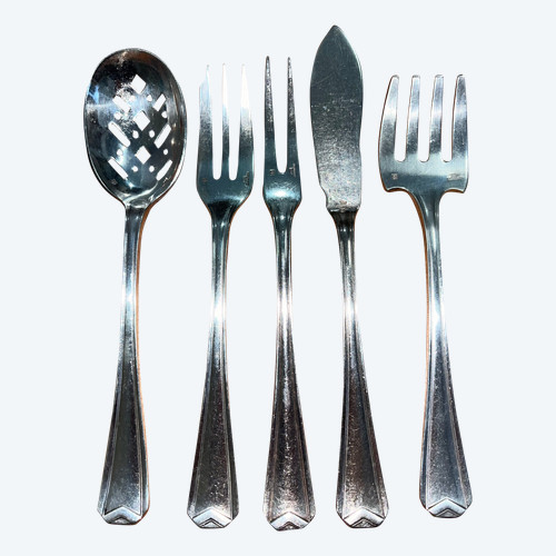 Christofle Chevron Art Deco hors d'oeuvres set