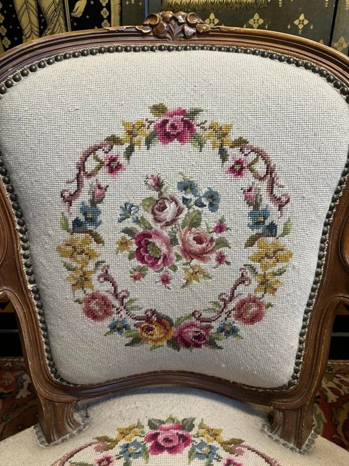 Pair of Louis XV armchairs in tapestry