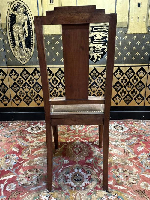 7 art deco walnut chairs