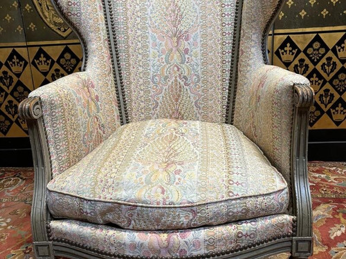 Fauteuil - Bergère à oreilles de style Louis XVI