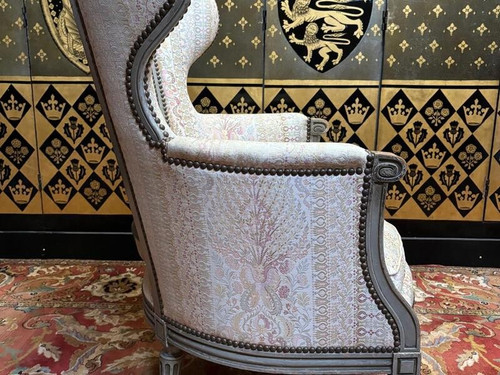 Fauteuil - Bergère à oreilles de style Louis XVI