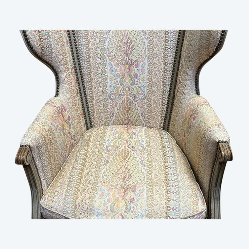 Fauteuil - Bergère à oreilles de style Louis XVI