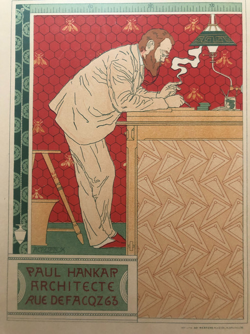 Maitres de l'affiche planche 91 Paul Hankar architecte par Paul Crespin 1897