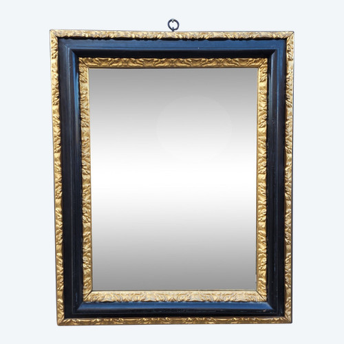 Specchio in legno annerito e dorato, XVII secolo