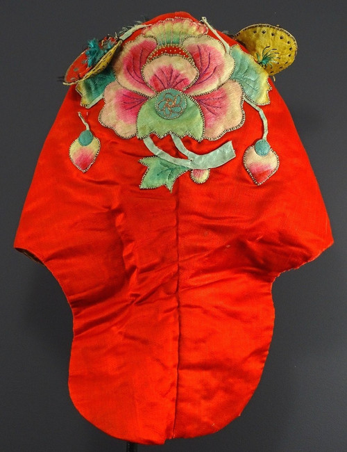 China, Second Half 19th Century, Embroidered Silk Ceremonial Cap.