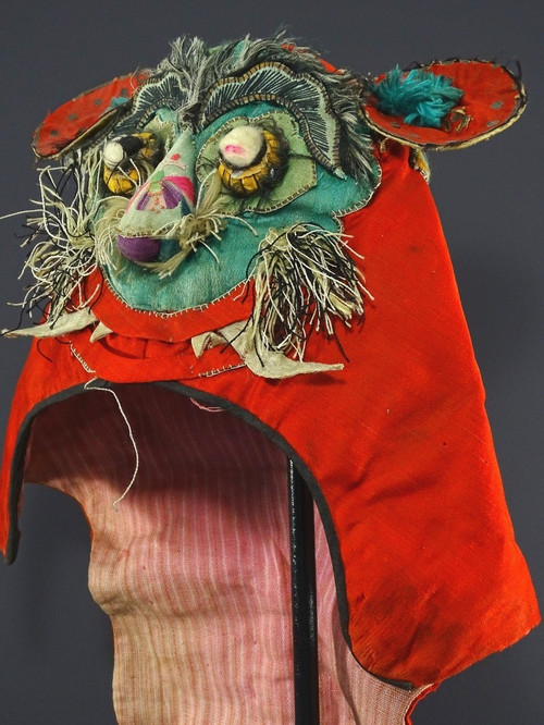 China, Second Half 19th Century, Embroidered Silk Ceremonial Cap.