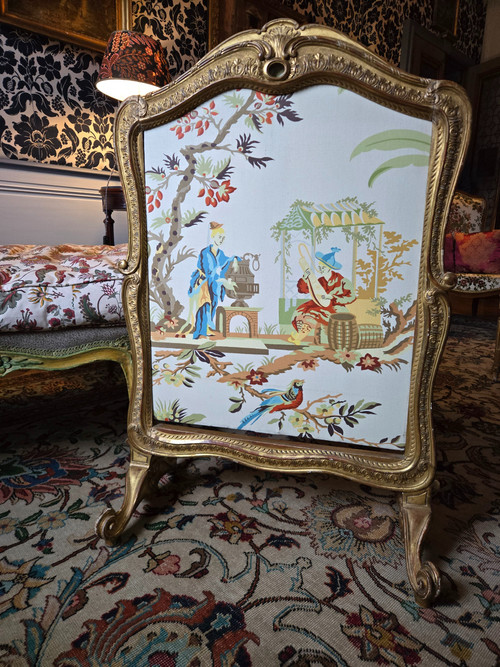 Gilded wood mantel screen from the Second Empire period