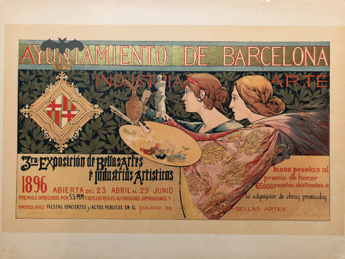 Maitres de l'affiche plate 64 Exposition de Bella Artes Barcelona 1896 by A. de Riquer