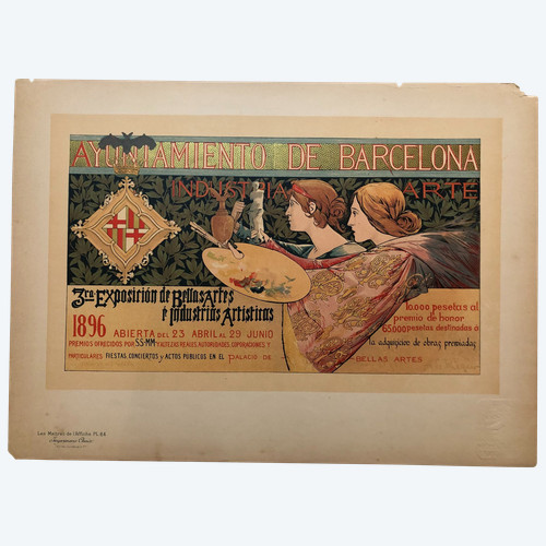 Maitres de l'affiche plate 64 Exposition de Bella Artes Barcelona 1896 by A. de Riquer