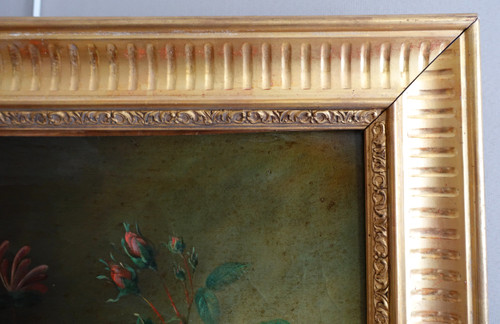 Blumenstrauß / Rosen, Stillleben - Lyoner Schule des 19. Jahrhunderts - 104cm x 76,5cm