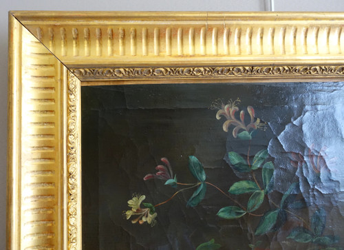 Blumenstrauß / Rosen, Stillleben - Lyoner Schule des 19. Jahrhunderts - 104cm x 76,5cm