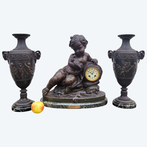 Le Message mantel set by J Castellamare, 19th century