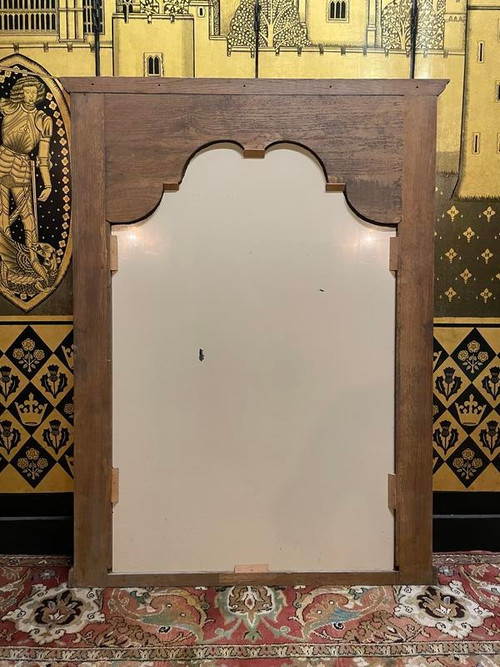Solid oak trumeau mirror with shell