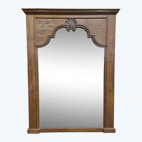 Solid oak trumeau mirror with shell