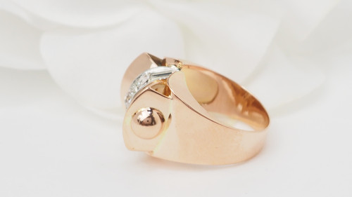 Anello Tank in oro rosa e diamanti