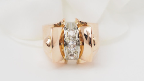 Anello Tank in oro rosa e diamanti