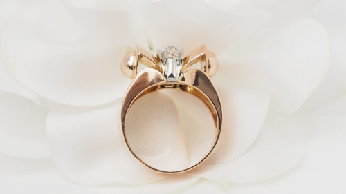 Anello Tank in oro rosa e diamanti