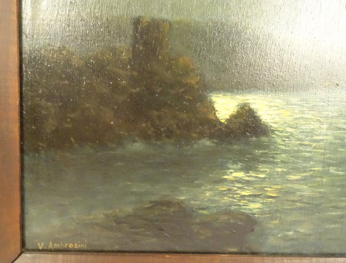 HSP Clair-obscur Vincent Ambrosini Paysage Nocturne Bord Mer Corse XXème