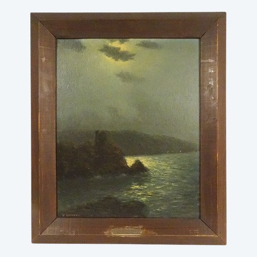 HSP Clair-obscur Vincent Ambrosini Paysage Nocturne Bord Mer Corse XXème