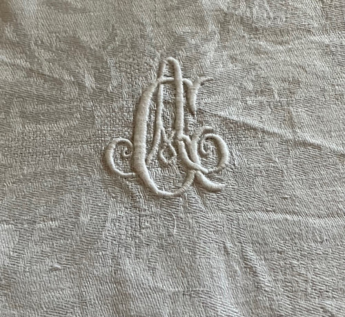 Series of 8 vintage napkins in pure Napoleon III and Art-Deco thread
