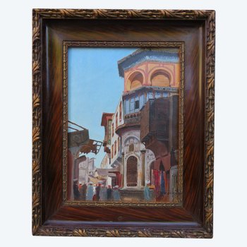 Gustave BOURGAIN - View of a Street in Cairo in the 1880s