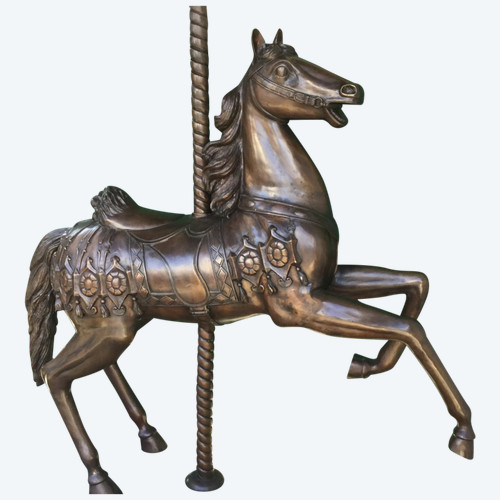 Bronze statue of a merry-go-round horse with brown patina 20th century