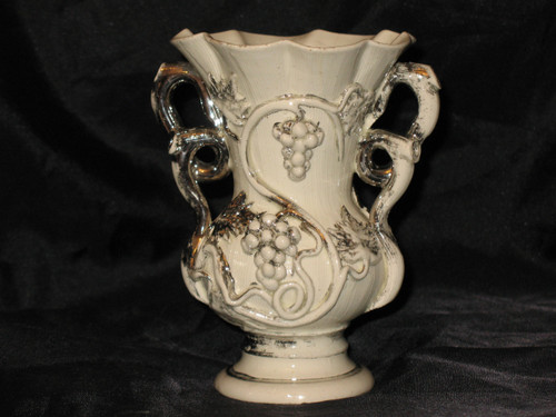 Langeais earthenware vase decorated with bunches of grapes signed C.B. 19th century period