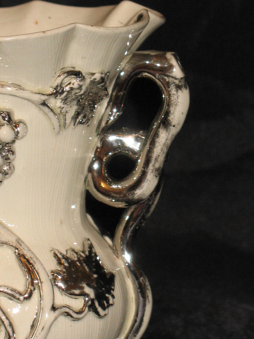 Langeais earthenware vase decorated with bunches of grapes signed C.B. 19th century period