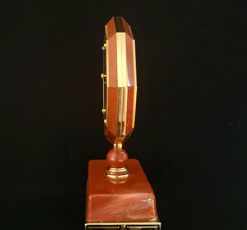 Cartier Clock in Bloodstone, Mother-of-Pearl, Gilt Brass, art déco style