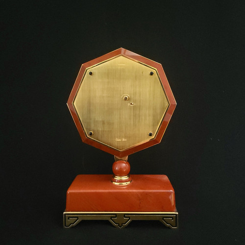 Cartier Clock in Bloodstone, Mother-of-Pearl, Gilt Brass, art déco style