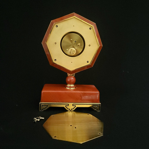 Cartier Clock in Bloodstone, Mother-of-Pearl, Gilt Brass, art déco style