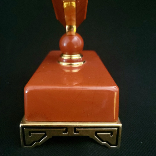 Cartier Clock in Bloodstone, Mother-of-Pearl, Gilt Brass, art déco style